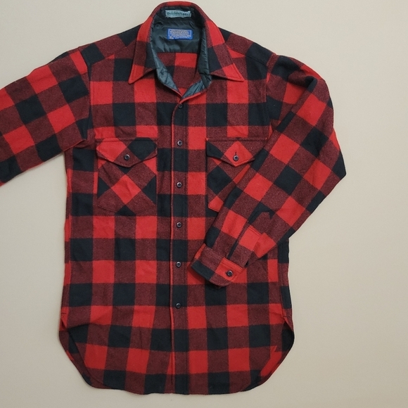 Pendleton Vtg Wool Flannel Shirt Buffalo Plaid Made in USA Gorpcore Workwear S - Picture 2 of 8